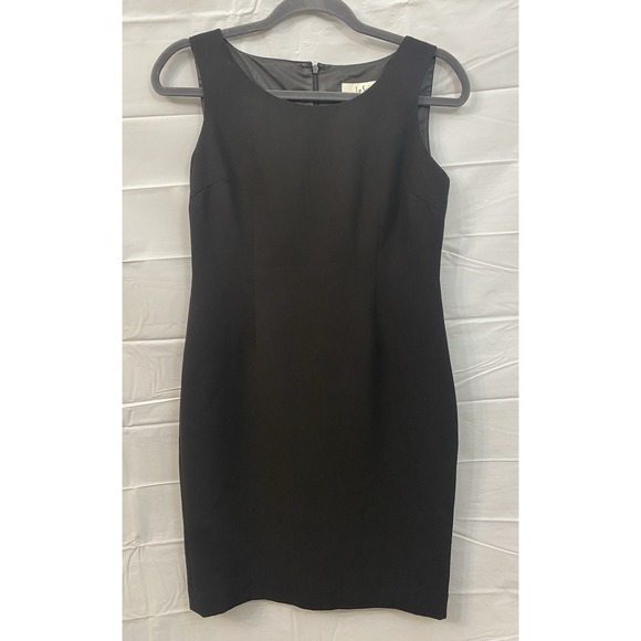 Le Suit Petite Black Sheath Dress Round Neck w/ Back~Zip Lined‎ Size 2P - Picture 1 of 7